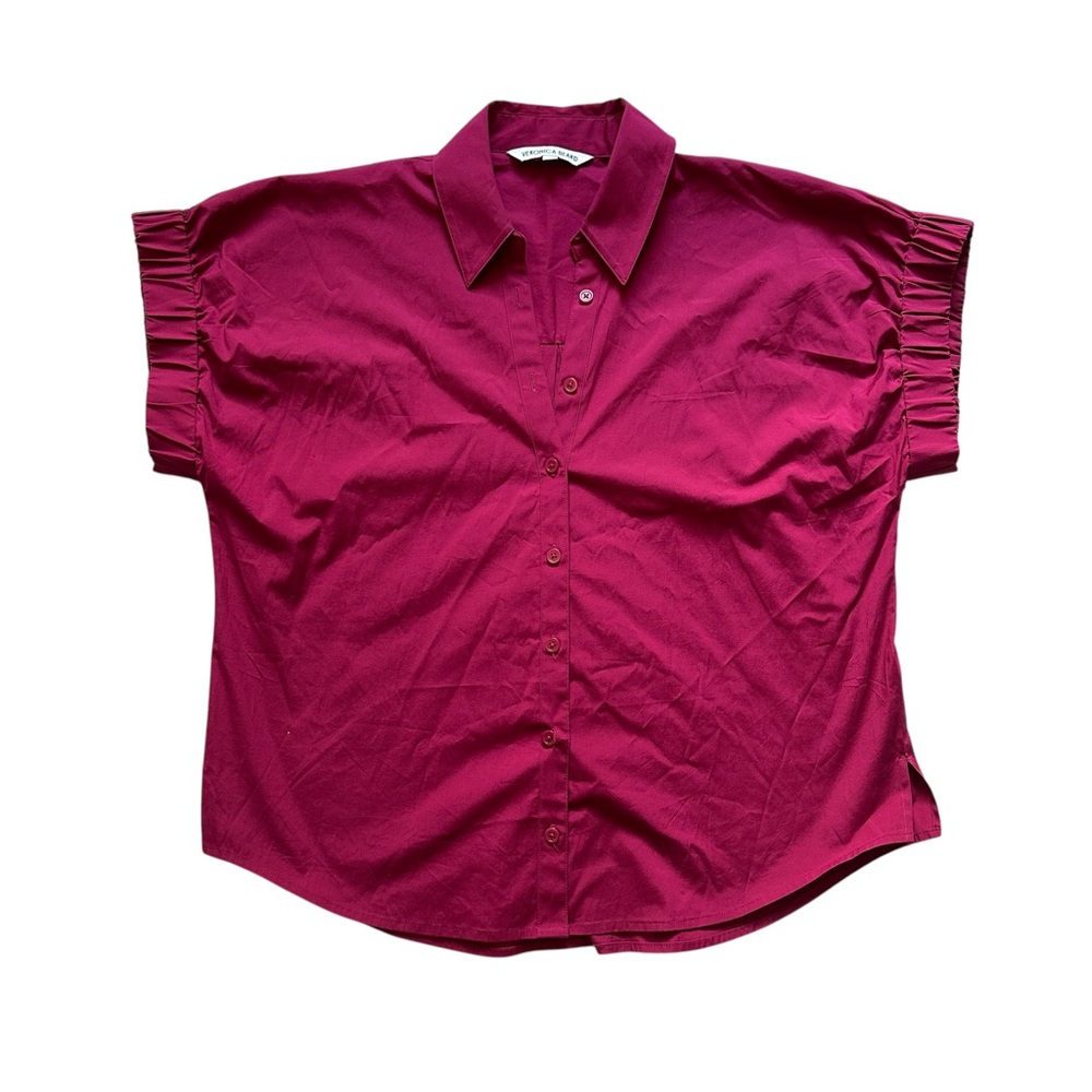 Veronia Beard Matera Button-Front Shirt Magenta Pink‎ Size 10